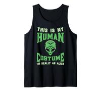 Halloween OVNI Este es Mi Disfraz Humano Soy Realmente Alien Camiseta sin Mangas