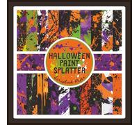 Halloween Paint Splatter Scrapbook Paper: Orange, Black, Purple, Green & White Craft Paper Pad For Scrapbooking, Mixed Media, Decoupage, Junk Journals & Crafts; 8.5x8.5"