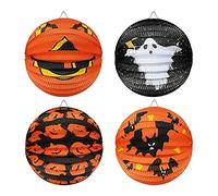 Halloween Papel Linterna Decoración, Halloween Decoración 3D Plegable Halloween Linterna de Papel Fantasma Calabaza murciélago Decoraciones Colgantes para Decoración de Fiesta Chico Niña Niño