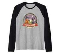 Halloween para Niños con Calabazas Fantasma Bruja Castillo Camiseta Manga Raglan