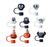 Halloween Party Rudiments - Paquete de 8 toldos de paja moldeados vegetales de elastómero suave para bebidas, tocados de paja transportables para cocina