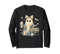 Halloween Patchwork Ghost Coquette Boo Shirt Cute Fall Women Manga Larga