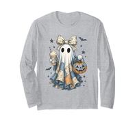 Halloween Patchwork Ghost Coquette Boo Shirt Cute Fall Women Manga Larga