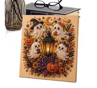 Halloween Pearl Art - DIY Ghost Craft Kit | 20x20cm Self-Adhesive Canvas