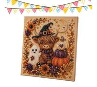 Halloween Pearl Art - DIY Ghost Craft Kit | 20x20cm Self-Adhesive Canvas