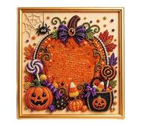 Halloween Pearl Art Kit, Bead Cat Decor, 3D Gem Craft Set, Pumpkin Design