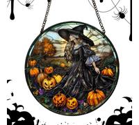 Halloween Pendant, Witch Ornament, Acrylic Glowing Decor, Vintage