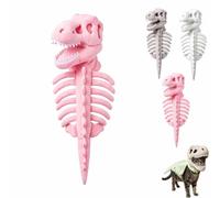Halloween Pet Dinosaur Skeleton Glow in Dark Cat Costume (Pink-L)