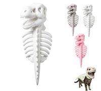 Halloween Pet Dinosaur Skeleton Glow in Dark Cat Costume (White-M)