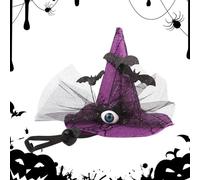 Halloween Pet Hat - Scary Witch Disfraz Adjustable | Cat Dog Accessory Eyeballs Bat Charm | Holiday Party Photo Prop Cosplay Indoor Outdoor Fun Pet Headwear 15 x 12 cm Lightweight