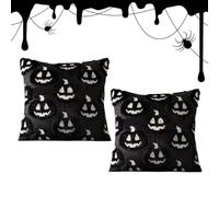 Halloween Pillow Covers - 2 Piece Soft Pumpkin Cases, Throw Cushion Covers