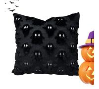 Halloween Pillowcase Cover, Soft Throw Cushion with Invisible Zipper, Ghost-Themed Decorative Cover for Sofa Couch Chair Bedroom Outdoor Camping Porch Holiday Gathering or Photo Backdrop
