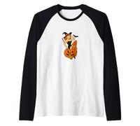 Halloween Pinup Bruja Vintage Retro Spooky Glamour Camiseta Manga Raglan