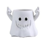 Halloween Plant Pot, Gothic Makeup Brush Holder, 4.29x3.54 Inches Ghost Bucket Resin Pot with Scary Face for or Plants, Spooky Ornament, Women, Room Desk Haunted House Decor