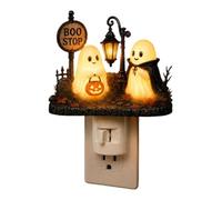Halloween Plug in Night Lights - Vintage Boo Stop LED Flickering Bedroom