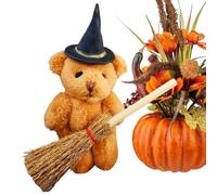 Halloween Plush Bear, Witch-Themed Stuffed Bear with Pumpkin Accessory, 2.76x1.81 inches Seasonal Desktop, Tabletop Decoration for Home, Dorm, Dining Table, Nightstand, and Haunted House Displays