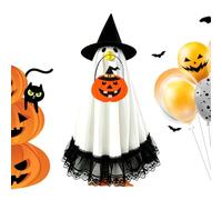 Halloween Porch Goose Outfit - Ghost Goose Costume Set, Spooky Witch Hat, Pumpkin & Candy Bag Geese Clothes for Porch Statues, Halloween Yard Decor Outfit for Garden, Lawn, Patio & Backyard Displays