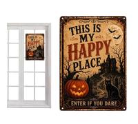 Halloween Porch Sign | This Is My Happy Place Metal Front Door Wall Decor