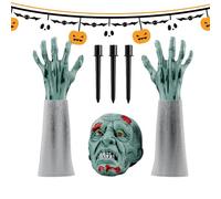 Halloween Postes de miedo - Postes con rostro y brazos de esqueleto - Impermeables Favores Fiesta Divertidos para Sendero Casa Embrujada Cementerio