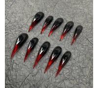 Halloween Press Claw on Nails Long Stiletto Black Red Gradient Gothic Style Witch Vampire Press on Nails Reusable Thick Acrylic Cat Dragon Eagle Claw False Nail Glossy Glue on Nail (M)