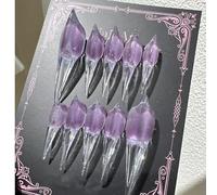 Halloween Press Claw on Nails Long Stiletto Purple Rendering Animals Gothic Punk Style Press on Nails Reusable Thick Acrylic Cat Dragon Eagle Claw False Nails Glossy Glue on Nail