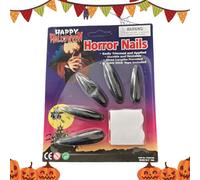 Halloween Press on Nails, 10-Piece Spooky Gothic Long Fake Nail Set for Costume Parties, Masquerade, Vampire Role Play, Stage Performance, Holiday Dress-Up, and Halloween Night Out