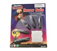 Halloween Press On Nails, 10 Piece Spooky Long Fake Nail Set with Gothic Patterns, Reusable Fingernail Decorations for Costume Party Dress-Up Stage Performance Look