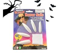 Halloween Press on Nails Gothic Horror Set, 10 Piece Long Fake Fingernails with Scary Patterns, Easy Nail Decoration for Party Masquerade Character Acting Stage Haunted House Use