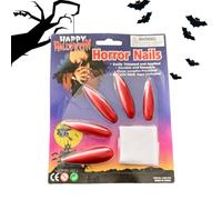 Halloween Press on Nails Gothic Horror Set, 10 Piece Long Fake Fingernails with Scary Patterns, Easy Nail Decoration for Party Masquerade Character Acting Stage Haunted House Use