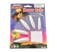 Halloween Press On Nails, Spooky Long Gothic Fake Nails, 10 Piece Costume Fingernail Set, Easy Nail Decoration for Masquerade, Vampire Role Play, Holiday Dress Up Party Look, Red, White and Black