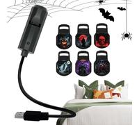 Halloween Projector Lights, 360-Degree Rotating, USB Powered, Compact and Bright Energy-Efficient LED Lighting Decor for Bedroom, Garden, Theater, Room, Home, Black Colored
