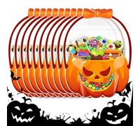 Halloween Pumpkin Bag, Resealable Candy Bags, 5.5in Pumpkin Bag, Authentic Material, Easy Carry Handles for Fall, Treats, Trick Treating, Favor, Event, School, Party, Seasonal Decor