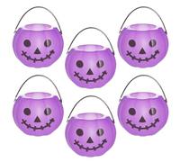 Halloween Pumpkin Bucket - 6X Candy Pail Holder, Festive Pumpkin Candy Basket, Trick Or Treat Cauldron Holder | Storage Jars For Holiday, Fall, Festival, Events, School, Outdoor Gathering