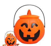 Halloween Pumpkin Bucket - Pumpkin Tricking Candy, Portable Pumpkins Bucket, Halloween Goodies Buckets with Handle and Lid | Horror Festival Buckets For Trick Or Treating with Handle