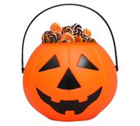 Halloween Pumpkin Bucket - Trick or Treat Pail, Candy Container | Design, Bright Orange Color, Comfortable Handle Grip, Festive Decoration, Kids Parties And Halloween Event