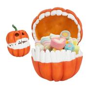 Halloween Pumpkin Candy Box, Resin Treat Container, 5.91x3.15x5.91 Inches Creative Decor Holder, Festive Desktop Prop for Kids Party Snack Display Craft Storage or Celebration Use