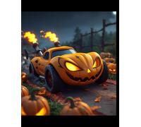 Halloween Pumpkin Car Notebook - 8.5” x 11” Paperback, 100 Pages, Lined Journal for Writing, School, or Office