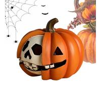 Halloween Pumpkin Decor, Spooky Skeleton Prop, Fall Seasonal Ornament, Sturdy Horror Display Piece, Festive Creepy Accent for Desk, Mantel, Table, Window, Shelf, Haunted House, or Courtyard Use