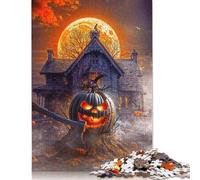 Halloween Pumpkin & Haunted House Puzzles Imposible,desafío for Adults Entretenimiento Creativo 1000 Piezas Obra De Arte De Juego De para Adultos, Regalos A Partir De 14 Años 500pcs (52x38cm)
