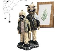 Halloween Pumpkin Man - Estatua de terror esqueleto, figura aterradora de pie, fiesta en interiores, exposición de casa embrujada, decoración gótica coleccionable, artículo de vacaciones espeluznante