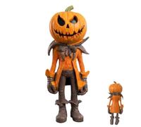 Halloween Pumpkin Man Statue - Resin Seasonal + Desk Figurine Decor