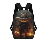 Halloween Pumpkin Scarecrow Horror Mochilas Impresas En 3D Para Niños 17inch Mochilas De Moda Informales Para El Día A Día, Bolsas De Viaje, Mochilas Informales Para Exteriores Para Niños Y Niñas