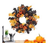 Halloween Pumpkin Wreaths para puerta delantera | Halloween Wreath Maple Leaves Garland - Colgante de puerta Garland Otoño Decoración colorida para Balcony Wall Lawn Garden Porch Window Display Home