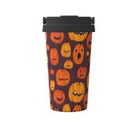 Halloween Pumpkin1 - Taza abierta con un solo botón, protección del medio ambiente y salud, acero inoxidable, portátil, conservación del calor y conservación del frío, se utiliza para viajar con tazas