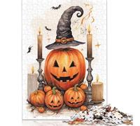 Halloween Pumpkins & Witch Hat Puzzles Imposible,desafío para Adultos Juego Educativo 1000 Piezas Obra De Arte De Juego De para Adultos Y Niños A Partir De 12 Años 500pcs (52x38cm)