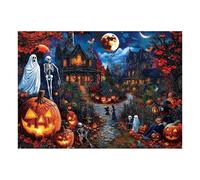 Halloween Puzzle - 1000 Pieces Haunted House Jigsaw for Family Fun, Spooky Theme with Challenging Pieces, Educational Board Game for Indoor, Party, Autumn, Home Decoration, 27.56x19.69in