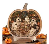 Halloween Puzzle - 7.87 Inches, Wooden Cute Pumpkin Ghost Figurine