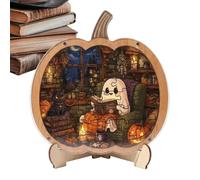 Halloween Puzzle | Pumpkin Ghost Wooden Puzzle Decor | with Display Stand