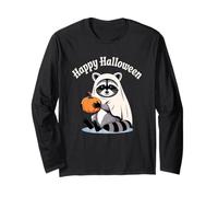 Halloween Raccoon Ghost Costume Pumpkin Funny Spooky Manga Larga