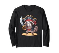 Halloween Raccoon Pirate Trick or Treat Captain Manga Larga